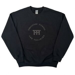 NWOT Women’s Fortitude Fitness Sport Sweater Black Cotton Logo Custom Size Med